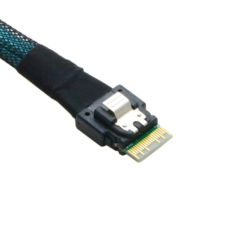 cablecc Slim Line SAS 4.0 SFF-8654 4i 38pin Host to 4 SATA 7pin Target Hard Disk Fanout Raid Cable 50cm - Image 3